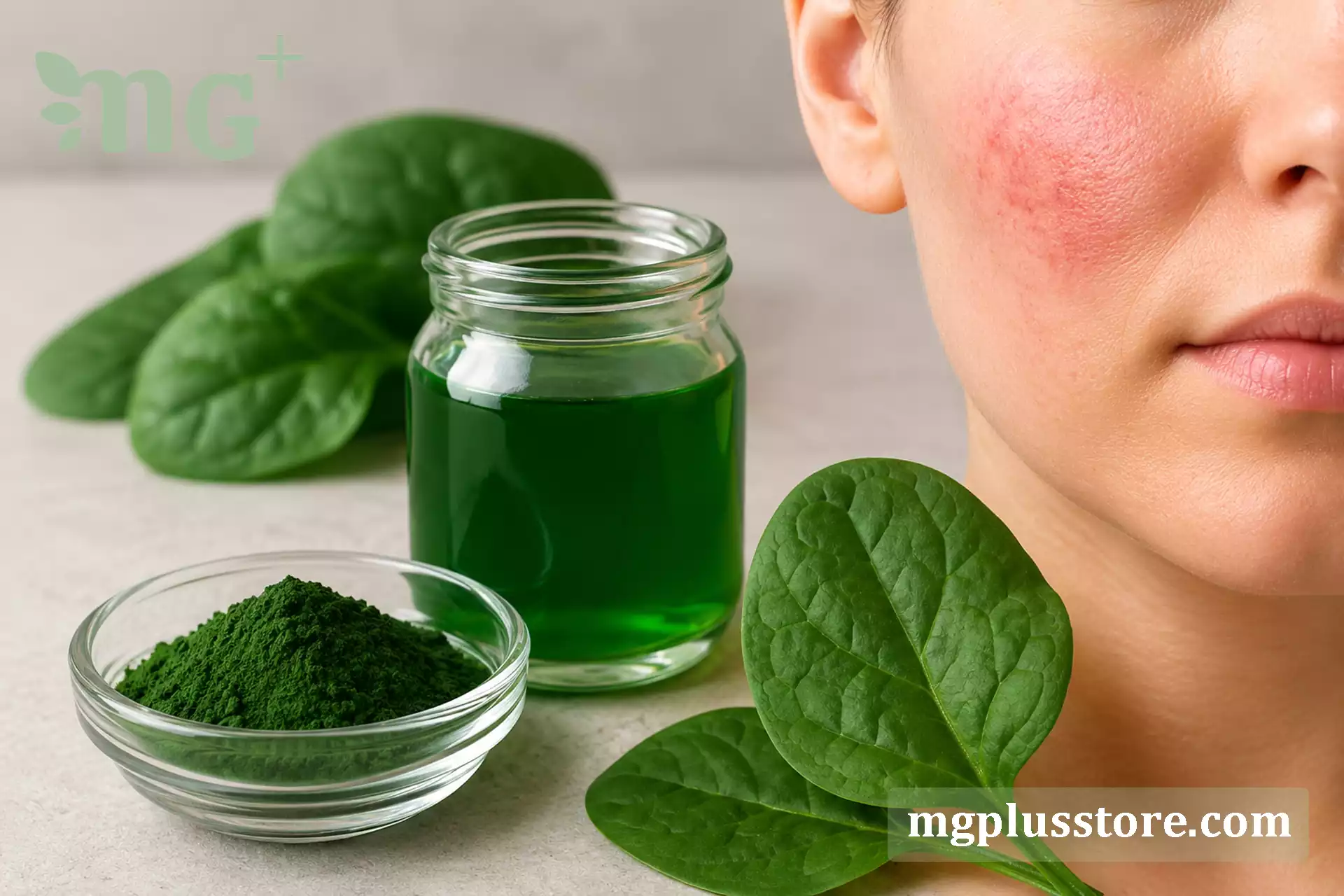 کلروفیل برای کاهش التهاب و قرمزی پوست و کمک به آرامسازی و ترمیم پوست حساس