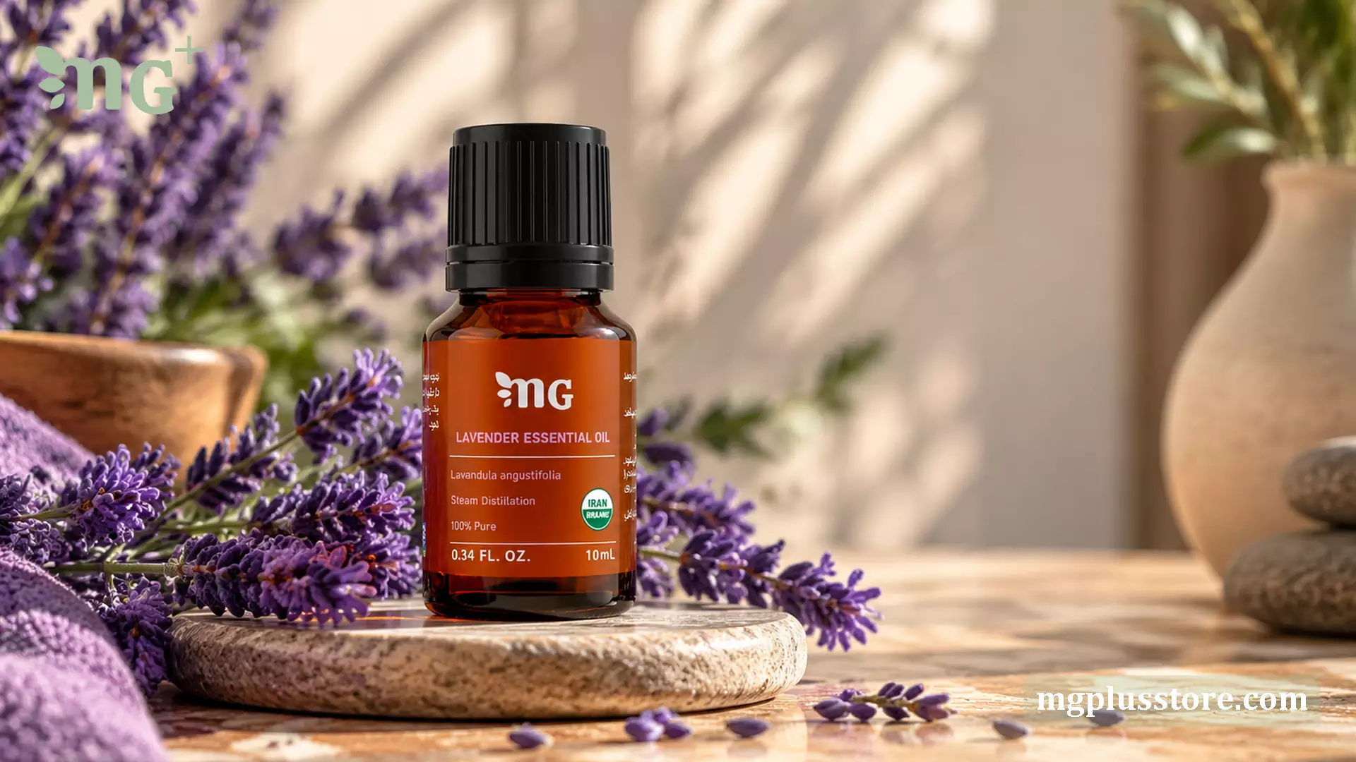 خرید روغن اسانسی اسطوخودوس ۱۰ میلیلیتر ام جی پلاس؛ اسانس طبیعی و خالص لاوندر برای آرامشبخش، کاهش استرس و بهبود کیفیت خواب